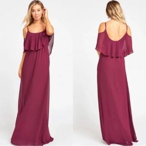 Show Me Your Mumu Caitlin Ruffle Maxi Dress Maroon Size L